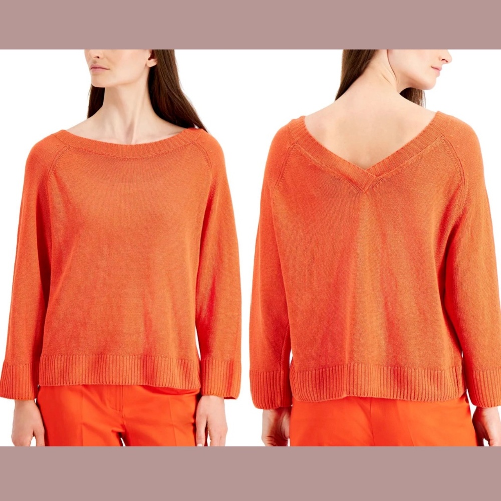 NWT‎ WEEKEND MAX MARA [ Small ] Turku Linen Sweater Top in Orange